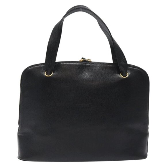 CHANEL COCO Mark Hand Bag Calf Skin Black Gold CC Auth yk17997 - Picture 3 of 14